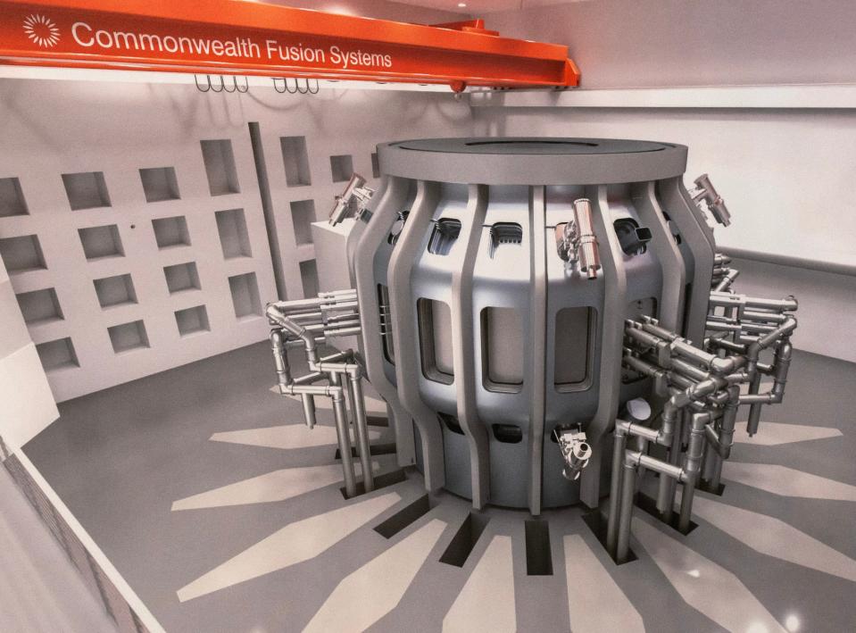 DEVENS - A rendering of the SPARC is displayed at Commonwealth Fusion Systems in Devens Friday, February 10, 2023. SPARC is the world’s first commercial fusion energy demonstration device and will be built at the CFS campus. 