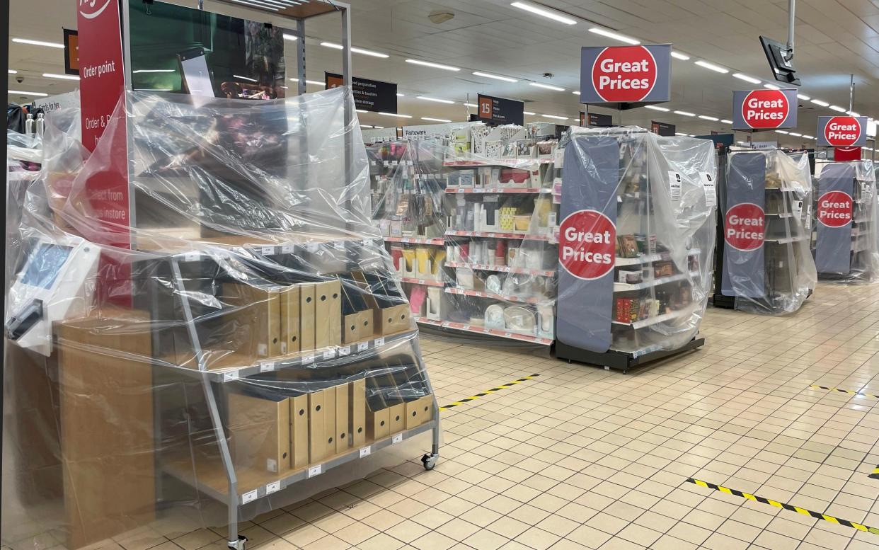 Supermarkets in Wales covered their non-essential goods with plastic - Matthew Horwood/Getty Images