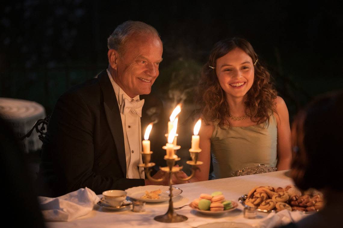 Kelsey Grammer as Garland Foxworth and Alana Boden as Alicia Foxworth in the Lifetime limited series “Flowers in the Attic: The Origin.”