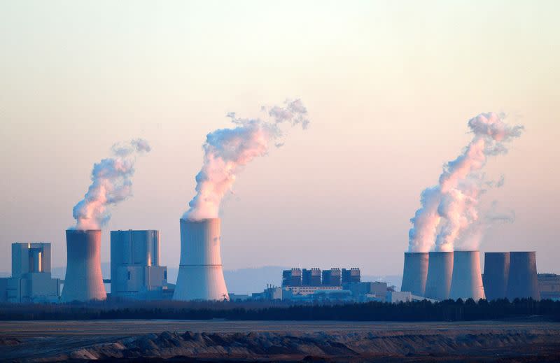 FILE PHOTO: The opencast lignite mine Nochten and the coal-fired power Boxberg Power Station, operated by Lausitz Energie Bergbau AG (LEAG) company, is pictured in Nochten, Germany, March 22, 2022