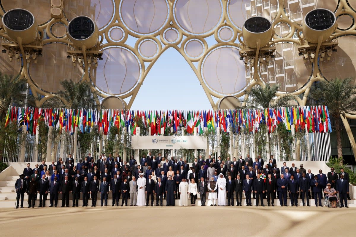 Heads of state including King Charles III pose for a photo on day one of the COP28 summit (Getty Images)