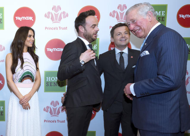 The Prince of Wales meeting celebrity ambassador Cheryl and hosts Anthony &#39;Ant&#39; McPartlin and Declan &#39;Dec&#39; Donnelly at the Prince&#39;s Trust Awards at the London Palladium.