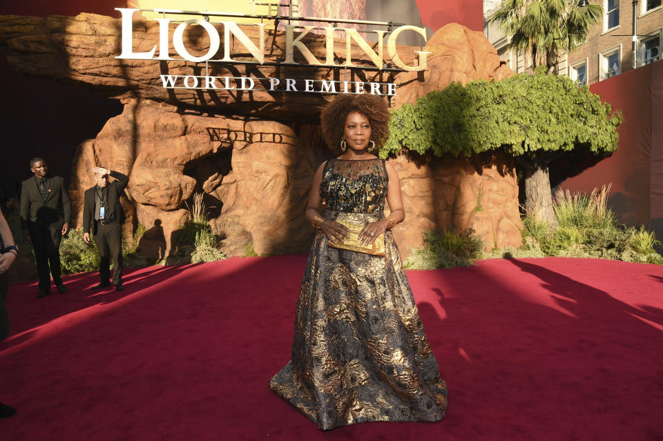 FILE - Alfre Woodard arrives at the world premiere of "The Lion King" on July 9, 2019, in Los Angeles. Woodard turns 68 on Nov. 8. (Photo by Chris Pizzello/Invision/AP, File)