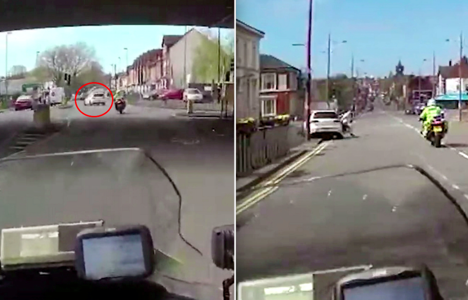 Dashcam footage showed police chasing speeding driver Nicholas Caddy. (SWNS)