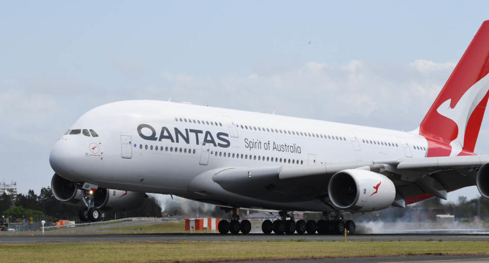 A photo of a Qantas plane.