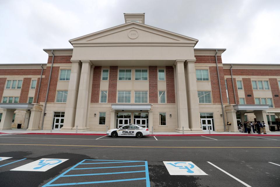 Groves and Mercer each have their own entrance seperated by the main entrance for the gym during a ribbon cutting and tour of the Davis-Edwards-Harris Multicampus on Friday, May 10, 2024 in Garden City.