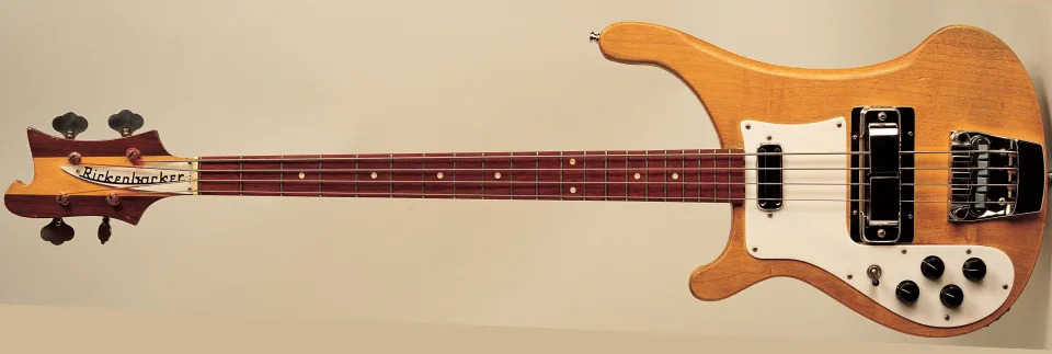 a left-handed 1964 Rickenbacker 4001 bass guitar owned by Paul McCartney and used with The Beatles