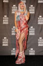 <p>Lady Gaga scooped the prize for one of the most out-there looks ever to be worn on the red carpet when she covered herself in a dress made of raw red meat at the 2010 MTV VMAs. (Getty Images)</p> 