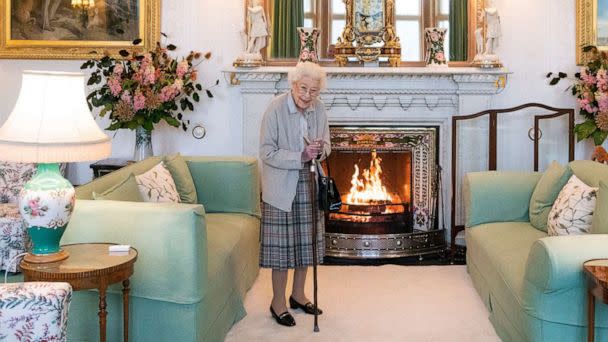 PHOTO: Britain's Queen Elizabeth II waits in the Drawing Room before receiving Liz Truss for an audience at Balmoral, where Truss was be invited to become Prime Minister and form a new government, in Aberdeenshire, Scotland, Sept. 6, 2022.  (Jane Barlow/AP)