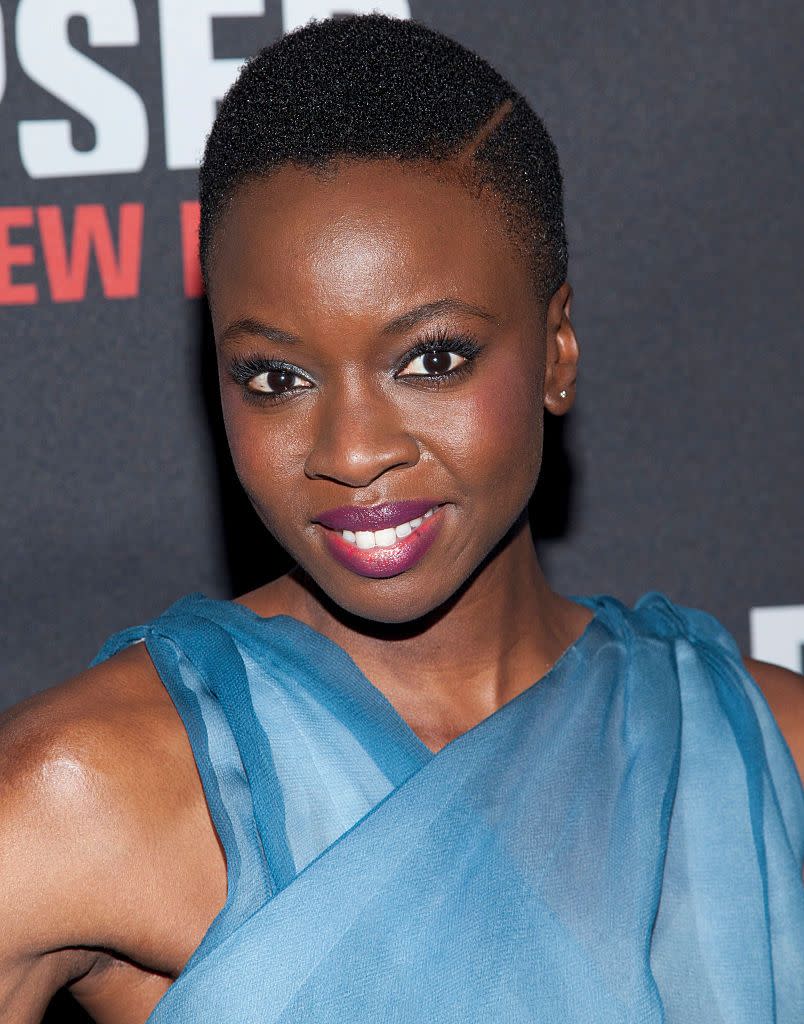 <p><strong>Danai Gurira</strong> gives a short haircut dimension and a bit of edge with a defined part. </p>