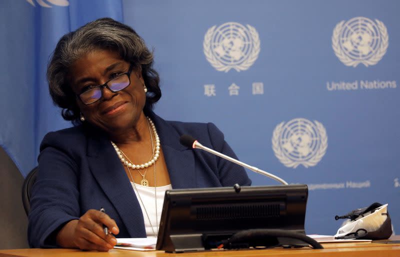 FILE PHOTO: New U.S. Ambassador to United Nations, Linda Thomas-Greenfield holds a news conference in New York