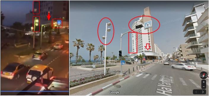 <span>A screenshot showing the matching elements from the video (left) and on Google Maps (right)</span>