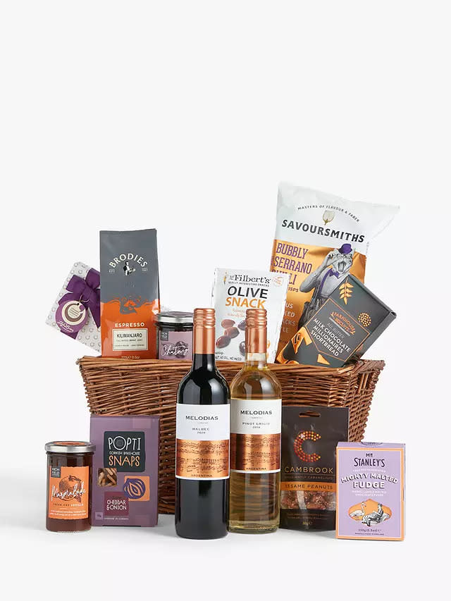 There are snacks galore in this John Lewis hamper. (John Lewis & Partners)