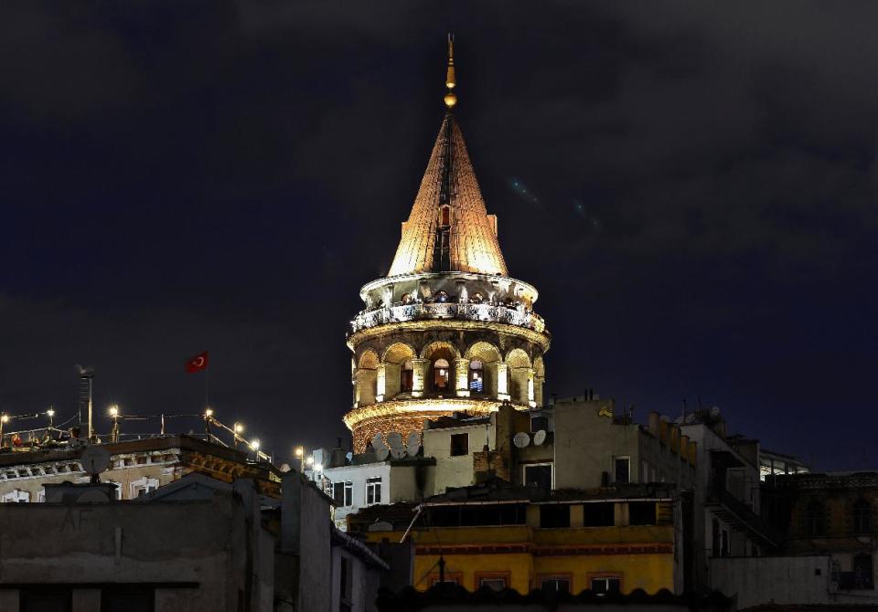 The Galata Tower, a stone medieval observation tower, is seen in Istanbul, Turkey, Tuesday, Oct. 29, 2013. Last summer, Istanbul’s Taksim Square was the scene of violent confrontations between police and protesters. But protests have faded, and contrary to some lingering perceptions, it’s quite calm now _ except for the normal hustle and bustle found in this vibrant city. And it’s as safe for tourists as it ever was. Istanbul is a thoroughly modern place, but it traces its roots back to 660 B.C. It’s the former seat of the opulent Byzantine and Ottoman empires and is divided into European and Asian sides by the Bosporus Strait, offering a wealth of history and stunning scenery.(AP Photo)