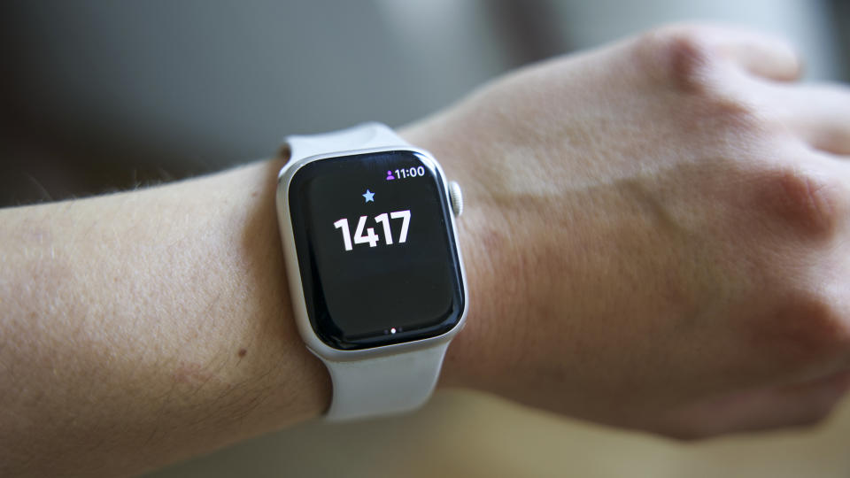 FiiT points on an Apple Watch being shown during a FiiT workout