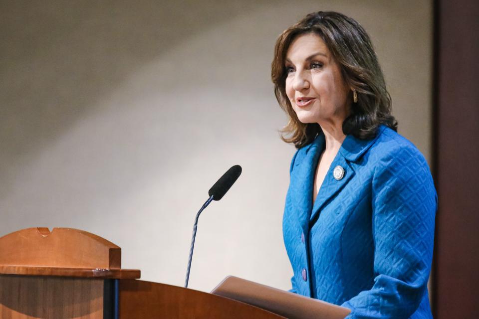 State schools Superintendent Joy Hofmeister announces the 2023 Oklahoma Teacher of the Year finalists on Oct. 12 at the Oklahoma History Center.