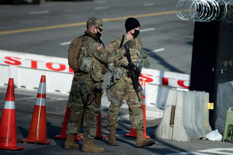 The grounds of the US Capitol were ringed with boosted security  (AFP via Getty Images)