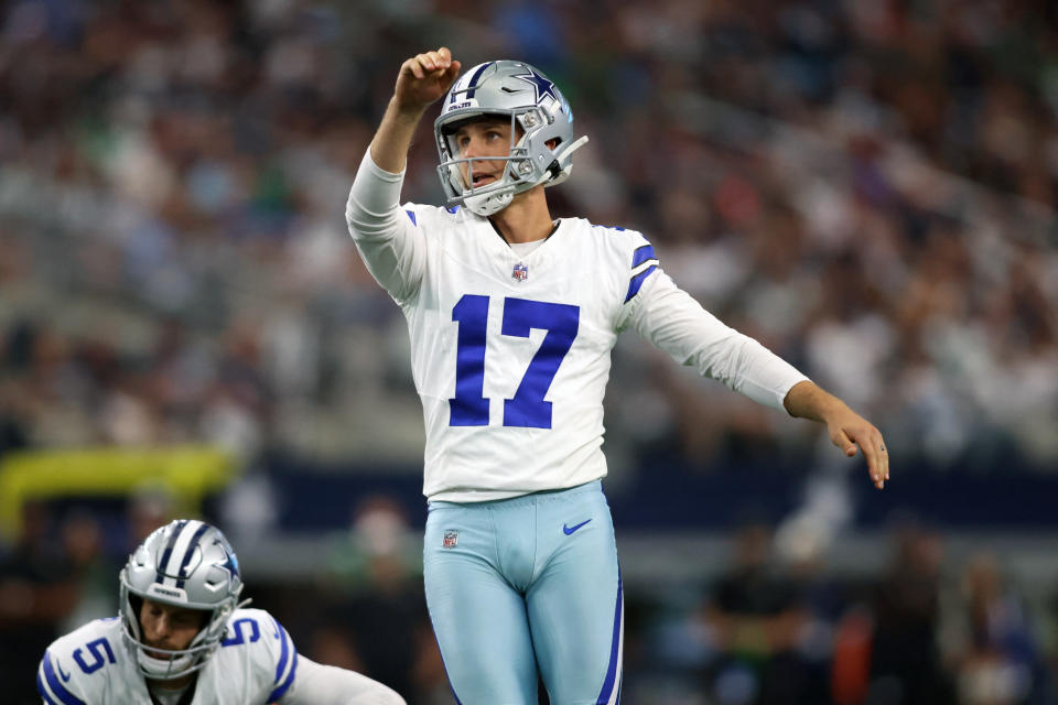 Brandon Aubrey is now an NFL record holder. (Jim Heitman/Reuters)