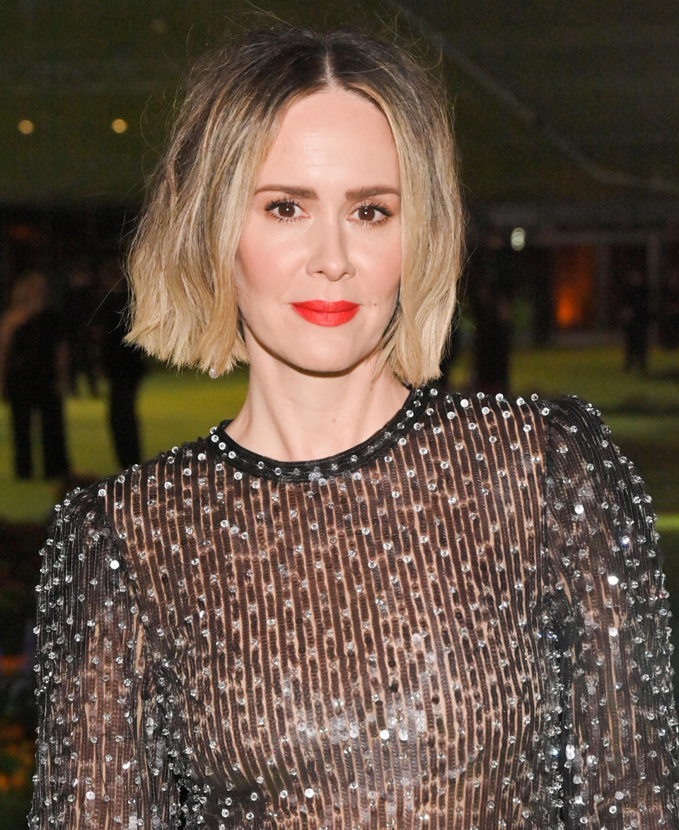 sarah paulson in a diamond-studded dress at a gala