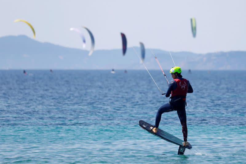 France's Axel Mazella, double kitefoil world champion, ready for kitefoil lift-off at home Games