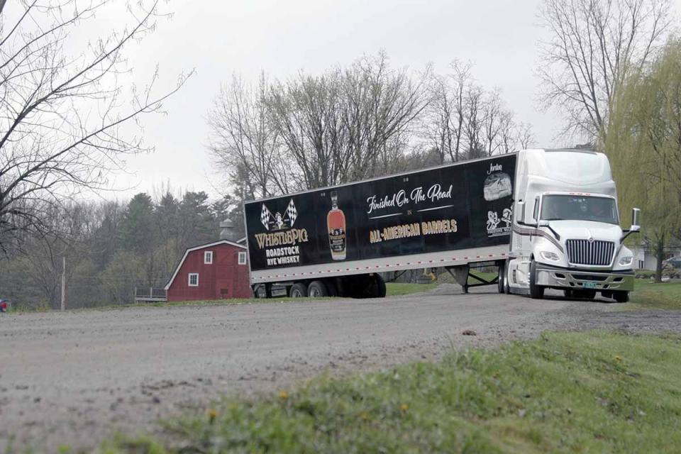 WhistlePig rolling rickhouse leaving the WhistlePig farm in Vermont