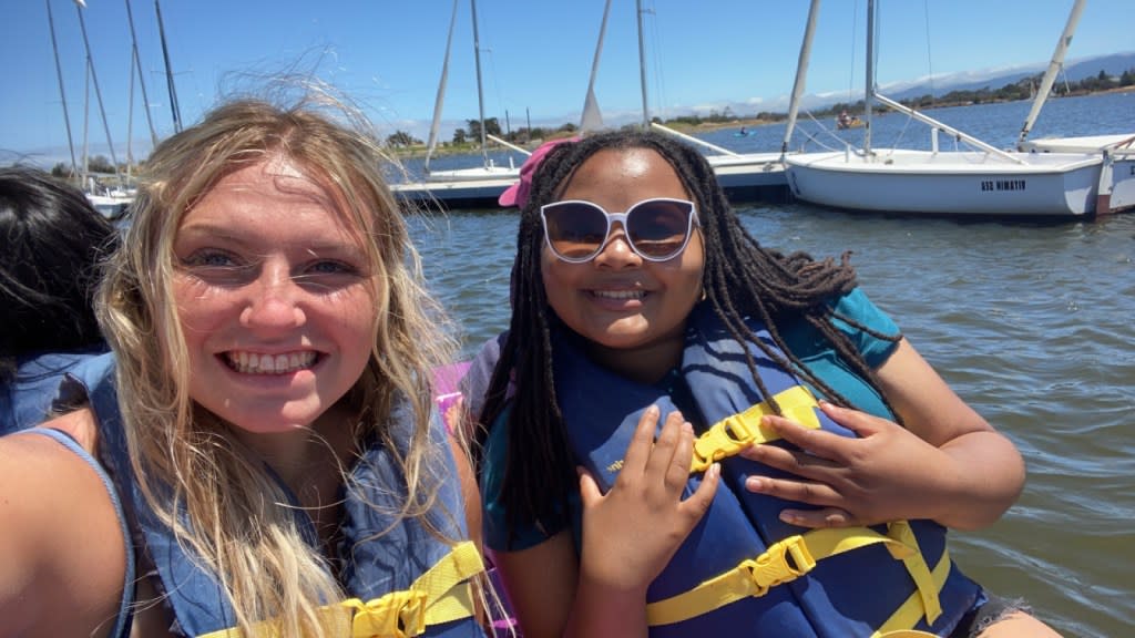 Gabby Smith (left) traveled from St. Ignatius, Montana, to Palo Alto, California. Courtesy of Gabby Smith