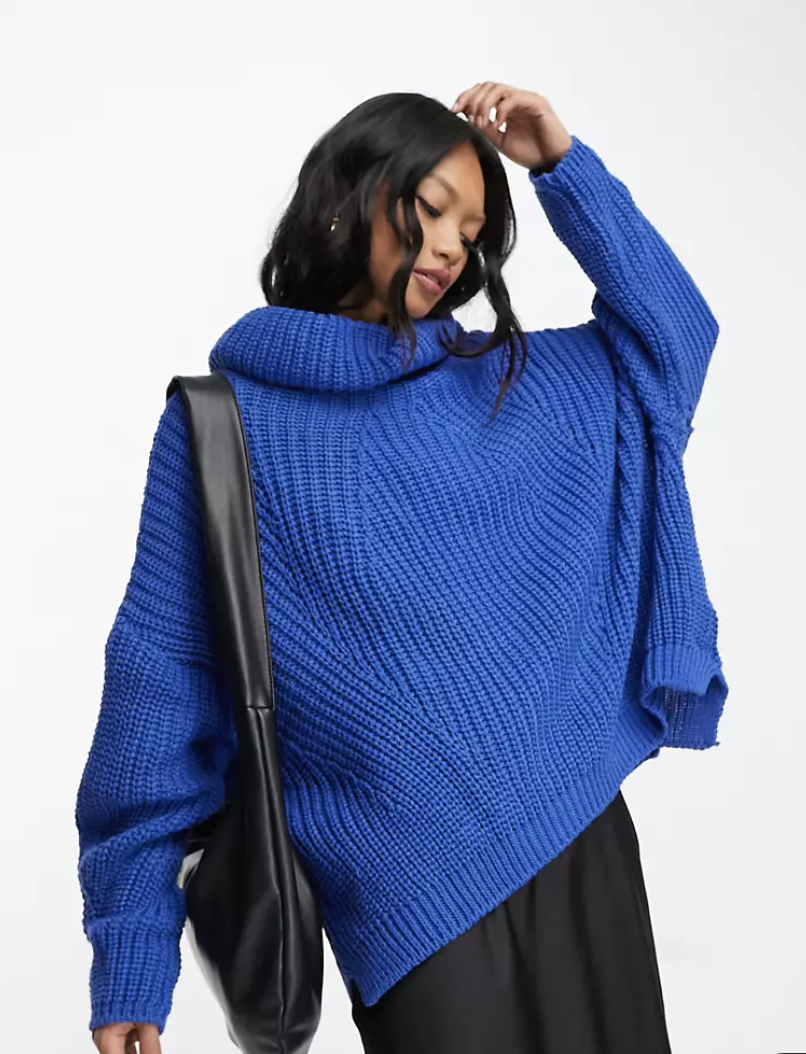 Model in NaaNaa chunky knit roll neck jumper, $64