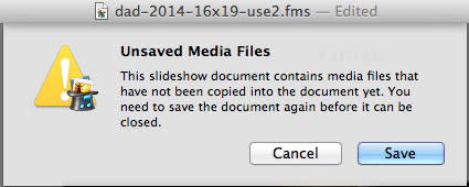 FotoMagico Unsaved Media Dialog