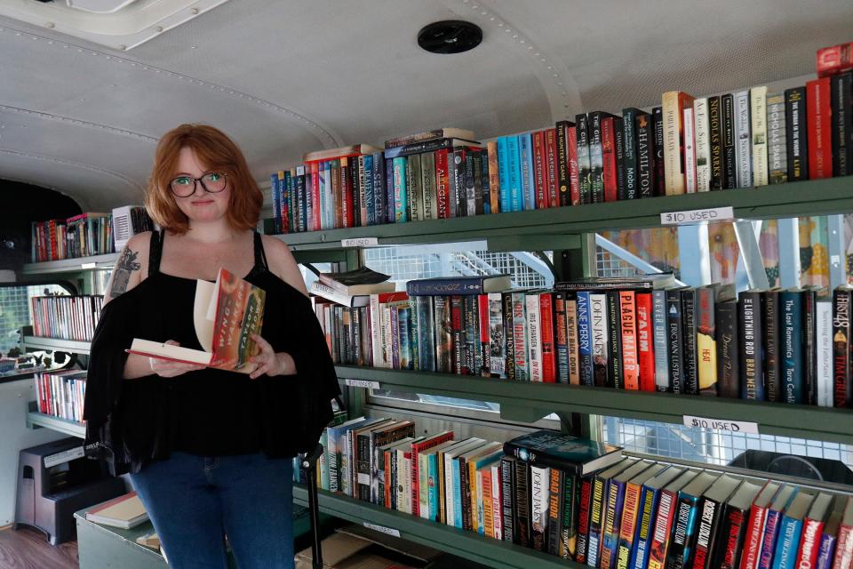 Kaitlynn Perry inside “Betty the Book Bus” during a stop at Starland Yard.