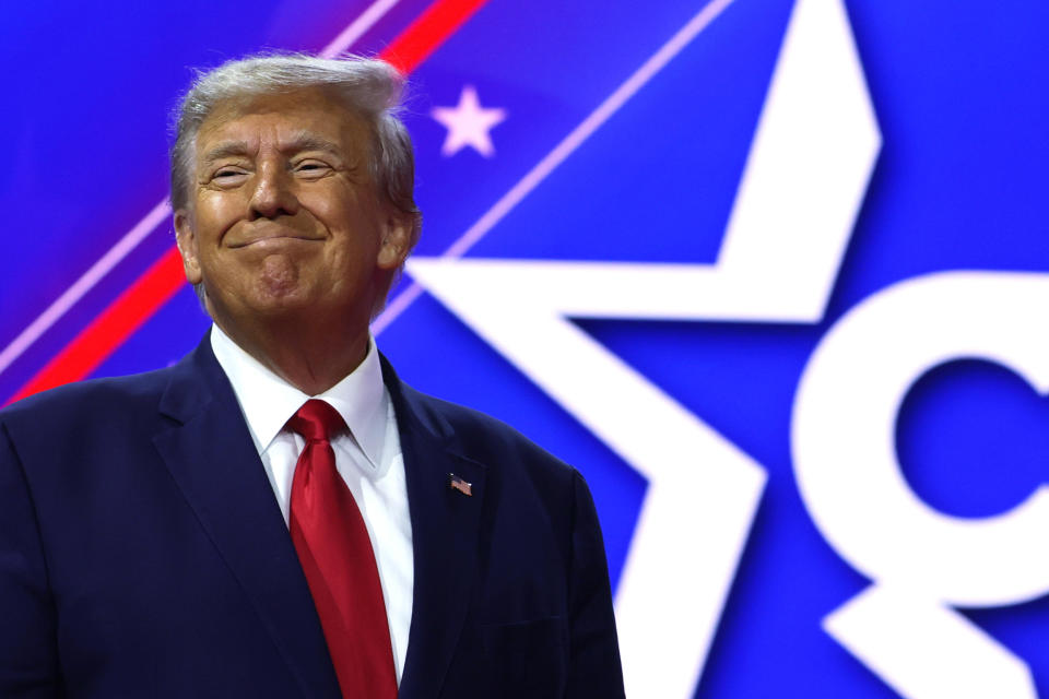 NATIONAL HARBOR, MARYLAND - MARCH 04: Former U.S. President Donald Trump addresses the annual Conservative Political Action Conference (CPAC) at Gaylord National Resort & Convention Center on March 4, 2023 in National Harbor, Maryland. Conservatives gathered at the four-day annual conference to discuss the Republican agenda. (Photo by Alex Wong/Getty Images)