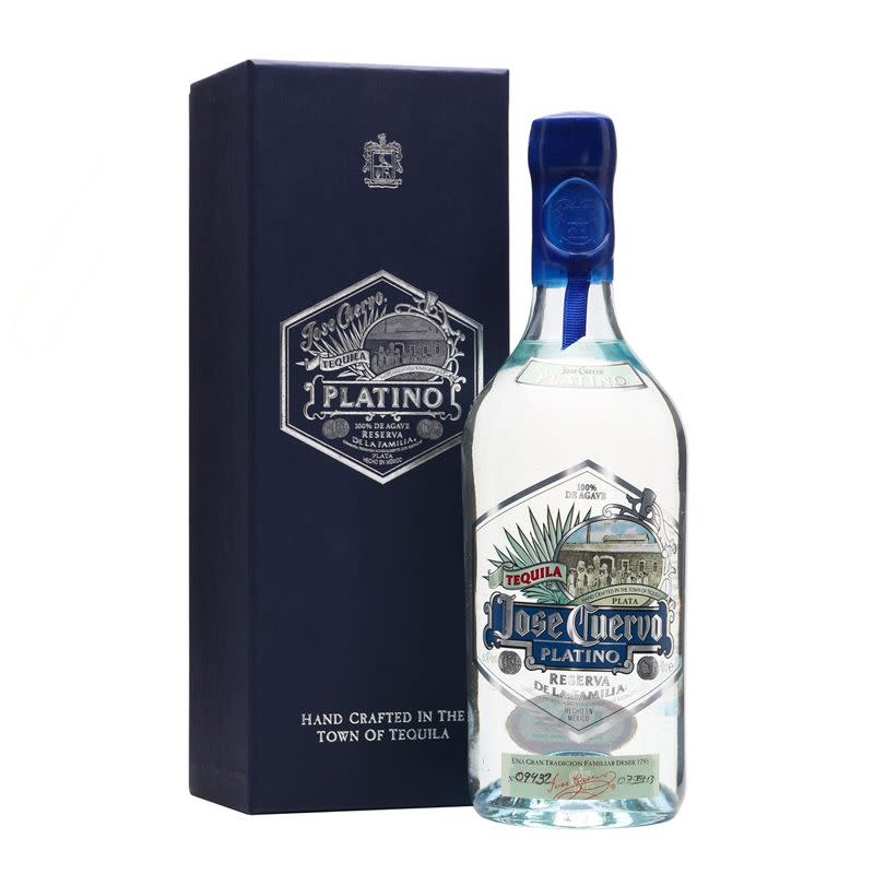 <p><a class="link " href="https://go.skimresources.com?id=127X678080&xs=1&url=https%3A%2F%2Fwww.masterofmalt.com%2Ftequila%2Fjose-cuervo-reserve-de-la-familia-platino-tequila%2F%3Futm_content%3Djose-cuervo-reserve-de-la-familia-platino-tequila%26currencyCode%3DGBP%26utm_source%3Ddatabase%26utm_medium%3Dbase%26utm_campaign%3Dmom_base_1%26gclid%3DCj0KCQiAwf39BRCCARIsALXWETwMkawbTQh5Yscw_9Jn3dK2jmcbrjgchccksfhwjh659HRtrhYaz-IaAteDEALw_wcB" rel="noopener" target="_blank" data-ylk="slk:SHOP;elm:context_link;itc:0;sec:content-canvas">SHOP</a></p><p>This luxury white tequila from the Cuervo family is made from matured agave plants and produced in small batches. A tequila you can (honestly) sip and enjoy.</p><p>£53, <a href="https://go.skimresources.com?id=127X678080&xs=1&url=https%3A%2F%2Fwww.masterofmalt.com%2Ftequila%2Fjose-cuervo-reserve-de-la-familia-platino-tequila%2F%3Futm_content%3Djose-cuervo-reserve-de-la-familia-platino-tequila%26currencyCode%3DGBP%26utm_source%3Ddatabase%26utm_medium%3Dbase%26utm_campaign%3Dmom_base_1%26gclid%3DCj0KCQiAwf39BRCCARIsALXWETwMkawbTQh5Yscw_9Jn3dK2jmcbrjgchccksfhwjh659HRtrhYaz-IaAteDEALw_wcB" rel="noopener" target="_blank" data-ylk="slk:Master of Malt;elm:context_link;itc:0;sec:content-canvas" class="link ">Master of Malt</a> </p>