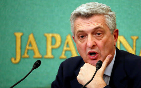 U.N. High Commissioner for Refugees (UNHCR) Filippo Grandi attends a news conference at the Japan National Press Club in Tokyo, Japan, November 20, 2017. REUTERS/Toru Hanai