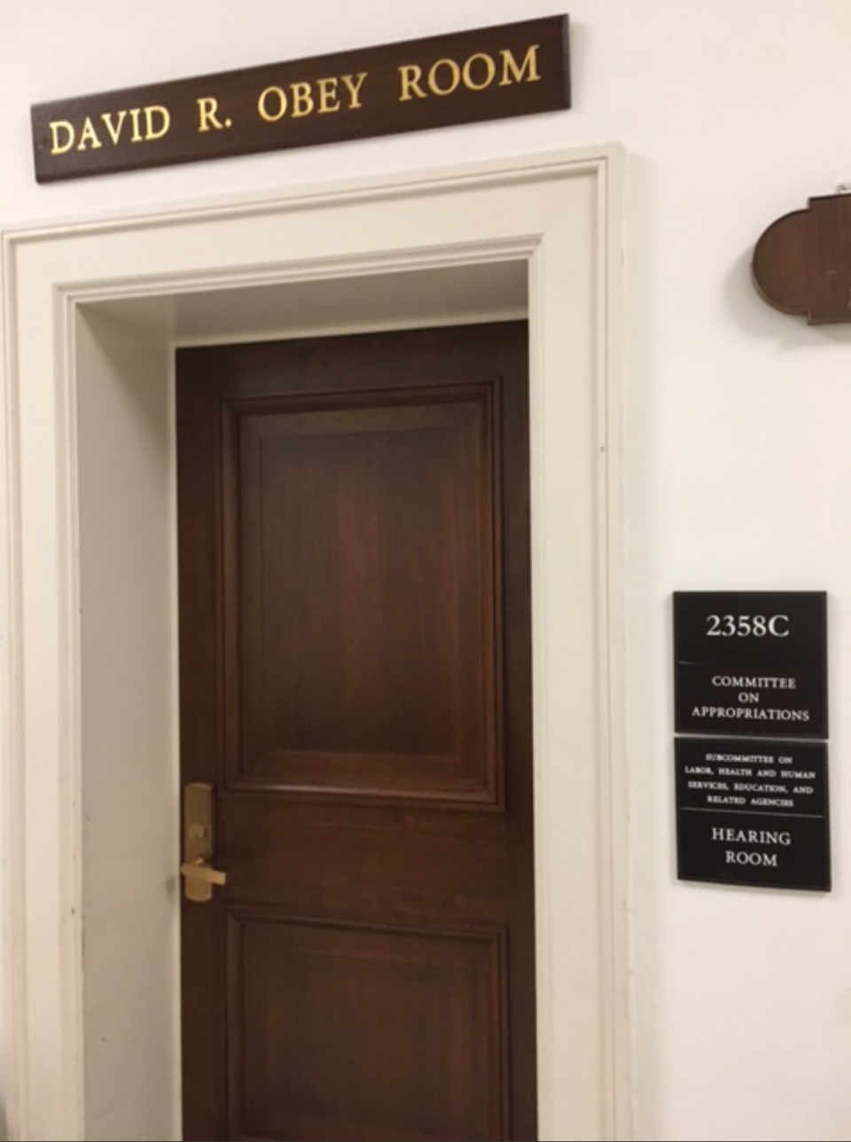 Room 2358-C of the Rayburn House Office Building was named in honor of longtime Wisconsin congressman David Obey on May 17, 2022.