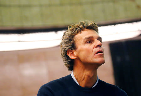 Brazilian former tennis player Gustavo Kuerten speaks during an interview with Reuters in Sao Paulo, Brazil, May 8, 2019. Picture taken May 8, 2019. REUTERS/Nacho Doce