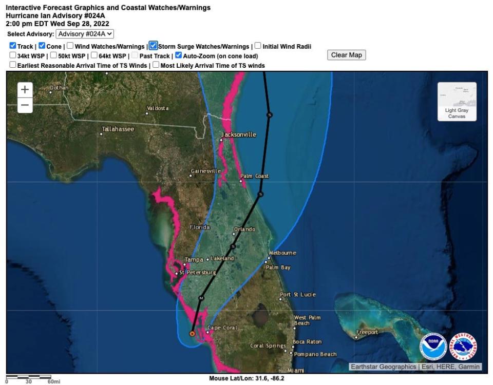 National Hurricane Center 2 p.m. advisory an hour before Hurricane Ian made landfall.