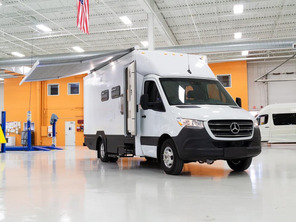 The Asteroid of Happiness B Box RV in a factory