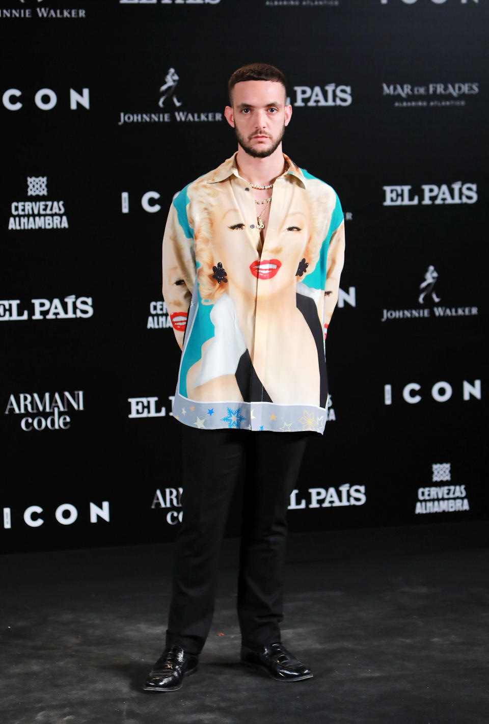 El premio ICON de Música fue para C.Tangana, que lo recogió con una camiseta estampada con la cara de Marilyn Monroe. (Foto: Europa Press Entertainment / Getty Images)