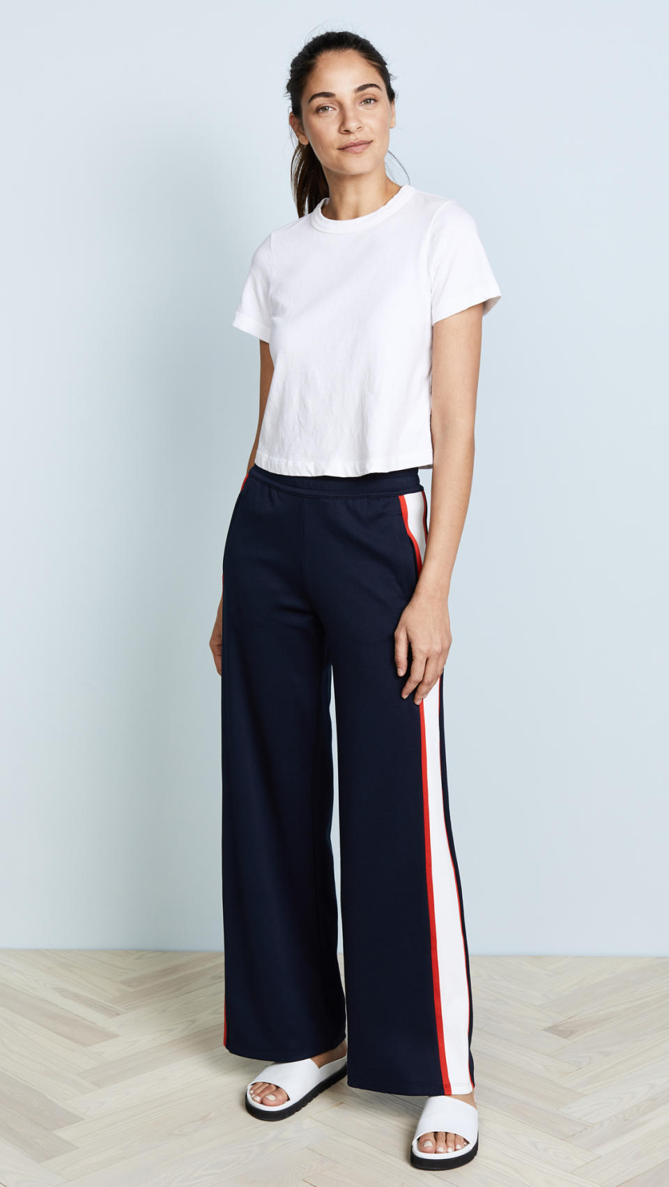 Tory Sport Wide Leg Track pants in tory navy snow