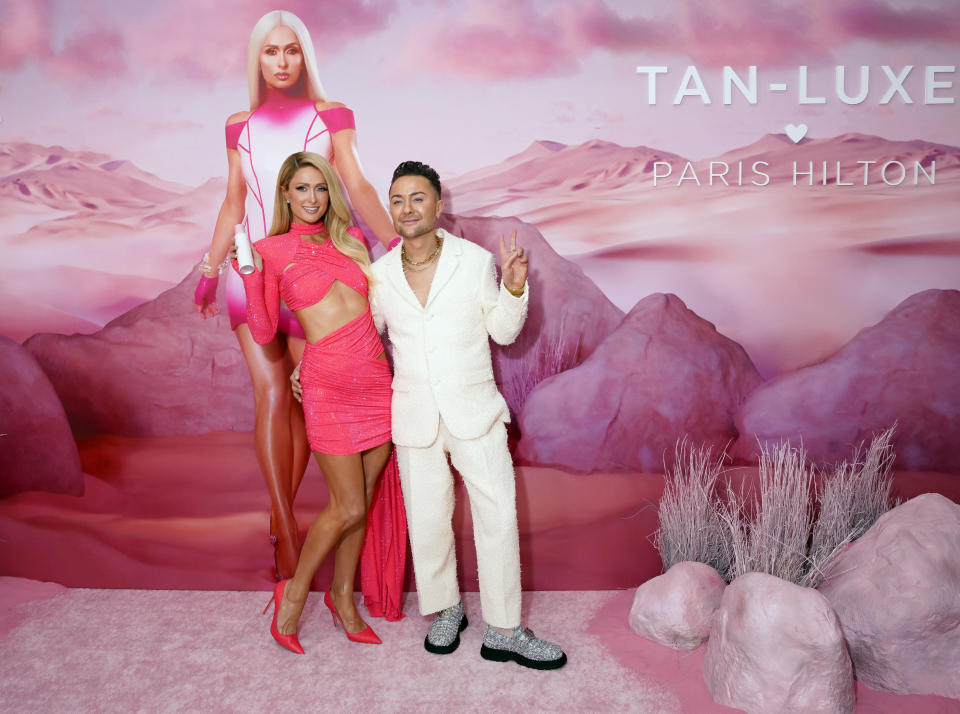 Paris Hilton Looks Pretty in Pink With Le Silla Shoes at Self-Tanner Launch