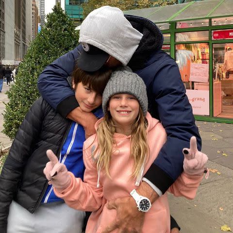 <p>Tom Brady/Instagram</p> Tom Brady with Vivian and Benjamin