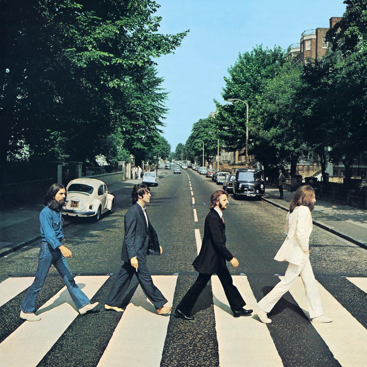 The Beatles simply stepped outside Abbey Road Studios to take this photo, which appeared on the cover of their final album, 1969's 