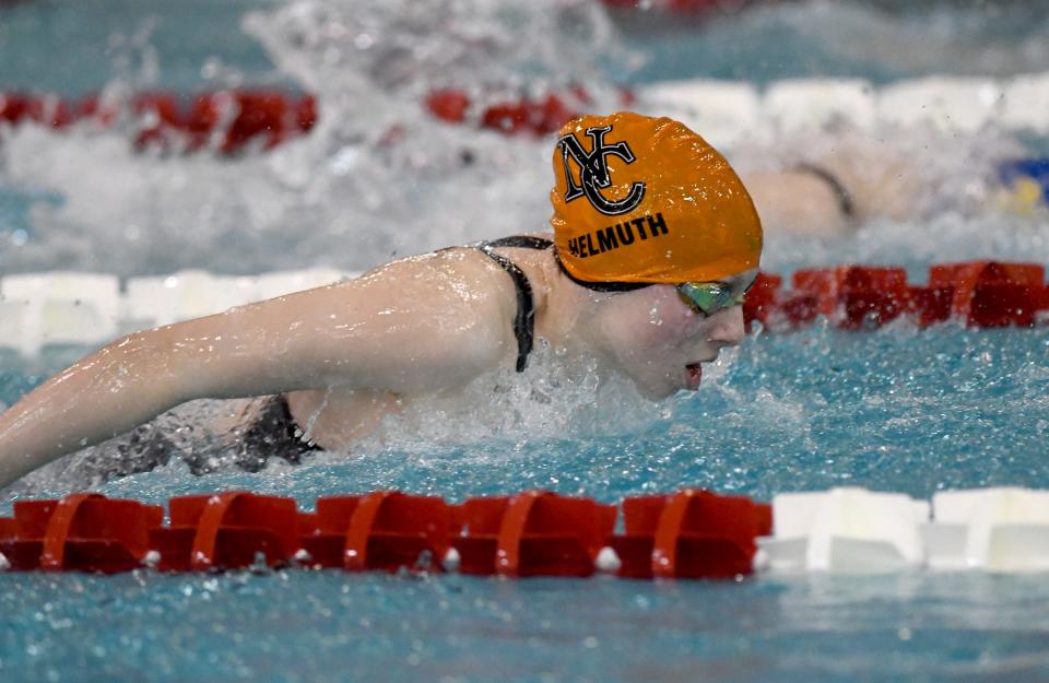 Hoover’s Anna Helmuth competes in Girls 200 Yard IM in 2024 OHSAA Division I State Swimming Prelims at C.T. Branin Natatorium in Canton. Friday, February 23, 2024.
