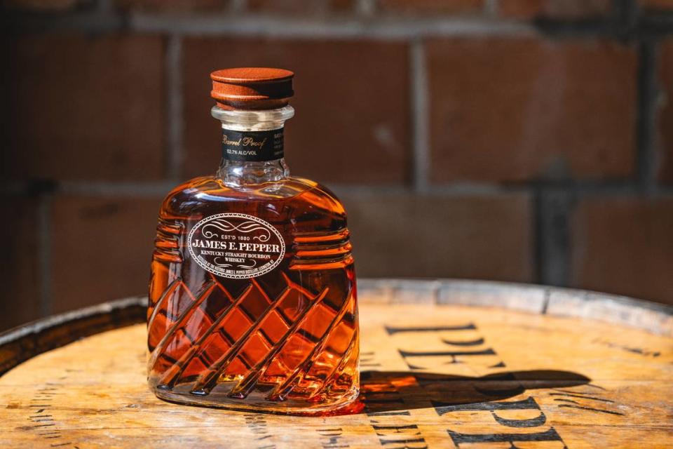 James E. Pepper Distillery’s newest release is 5-Year-Old Barrel Proof, which comes in a 1940s era decanter.