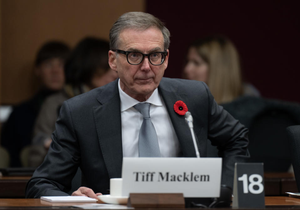 Bank of Canada Governor Tiff Macklem waits to appear at the Senate Committee on Banking, Commerce and the Economy, in Ottawa, Wednesday, Nov. 1, 2023. Macklem warns fighting inflation half-heartedly and living with its consequences would be a huge mistake.THE CANADIAN PRESS/Adrian Wyld