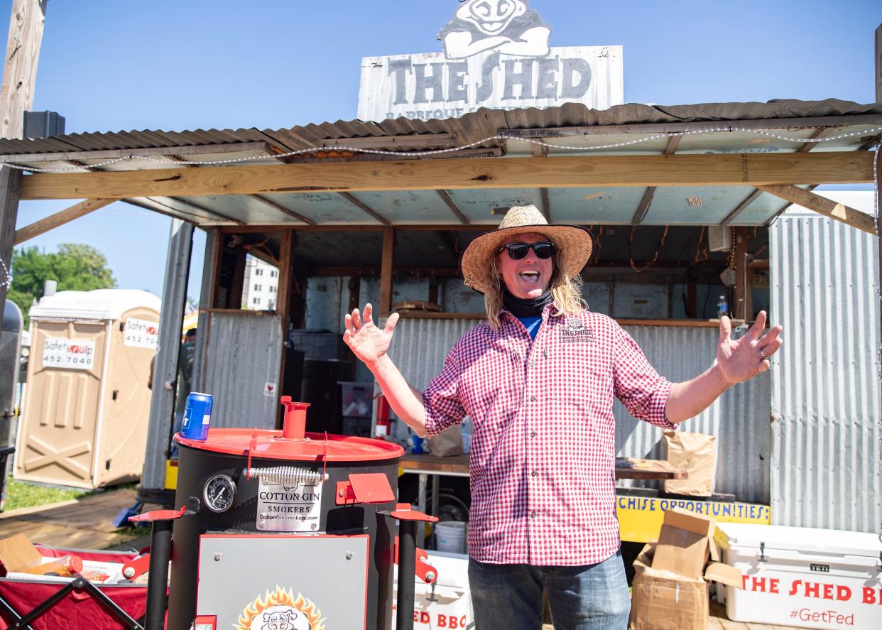 The Shed owner Brad Orrison at the annual Memphis in May World Championship Barbecue Cooking Contest at Tom Lee Park on Wednesday May 12, 2021.