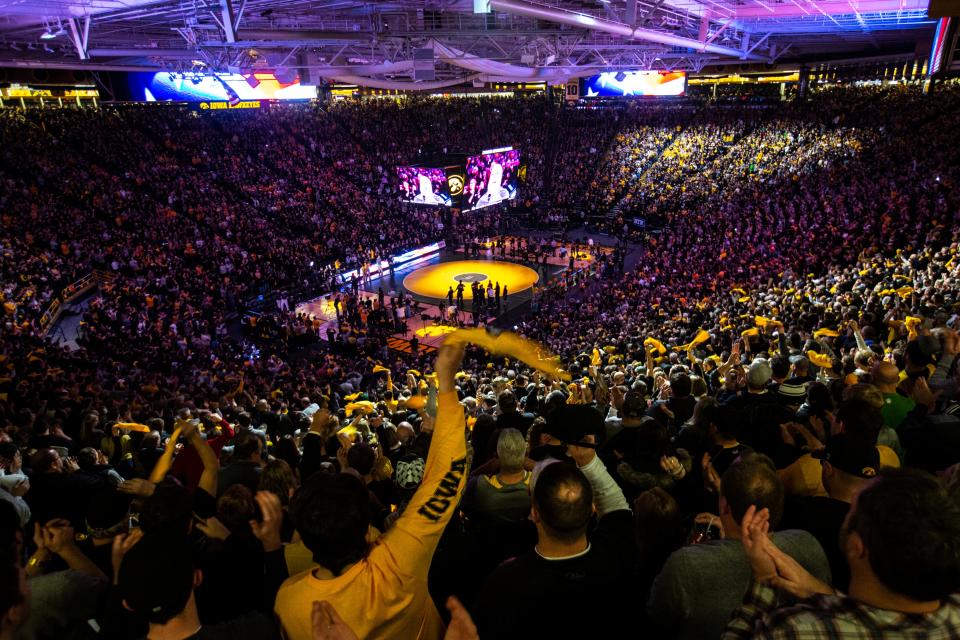 Iowa last wrestled Penn State in 2020, at a sold-out Carver-Hawkeye Arena.