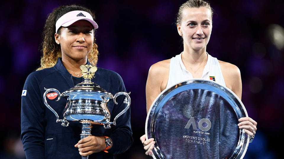 Naomi Osaka beat Petra Kvitova in the Aus Open final in January. (Photo by JEWEL SAMAD/AFP/Getty Images)