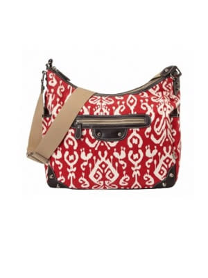 Pompeian Red Ikat Tapestry Hobo Diaper Bag