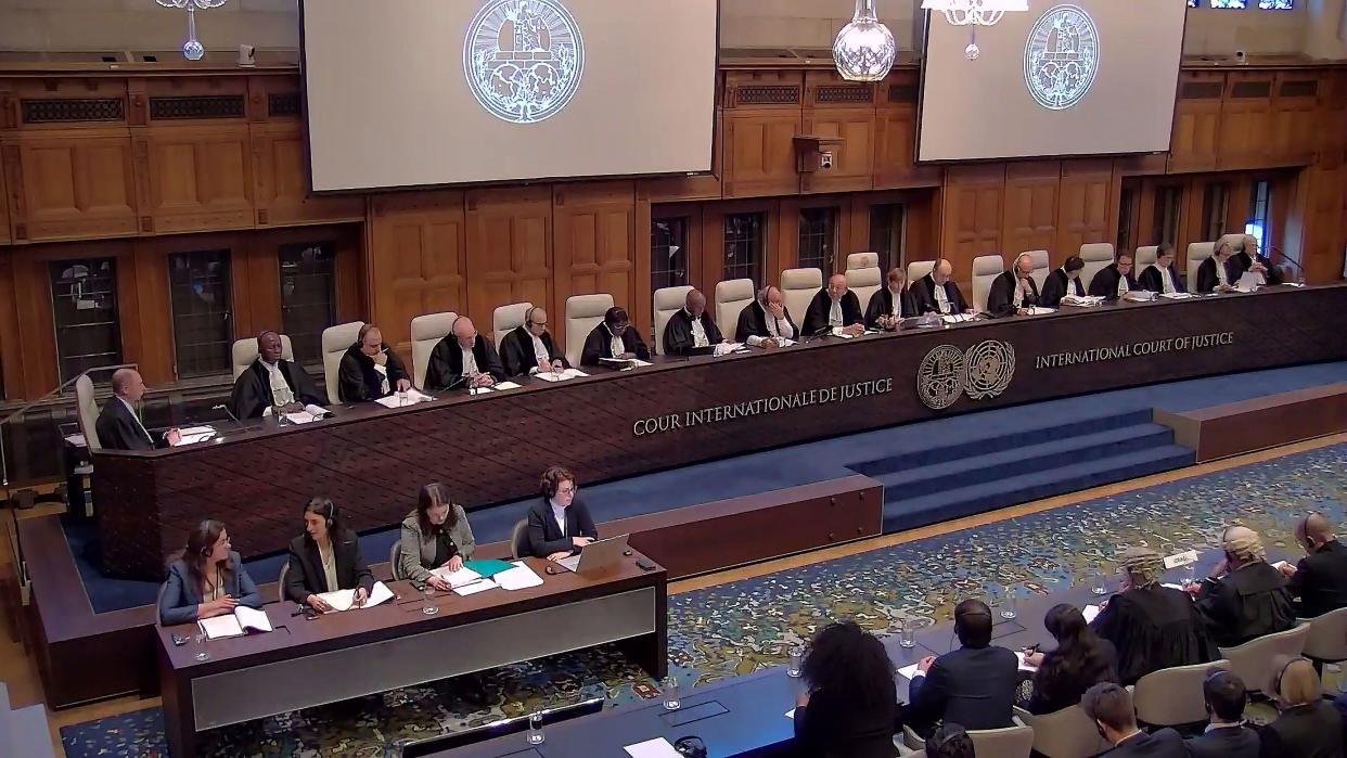 Hague, Netherlands. 26th Jan, 2024. An interior view of the courtroom of International Court of Justice (ICJ) as ICJ set to give interim ruling in Gaza genocide case against Israel made by South Africa in the Hague, the Netherlands, on Friday, January 26, 2024. Photo by International justice of Court/ Credit: UPI/Alamy Live News