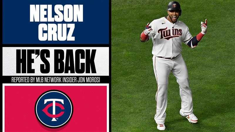 40歲老將克魯茲（Nelson Cruz）1年1300萬美金合約重返雙城。（圖／翻攝自MLB推特）